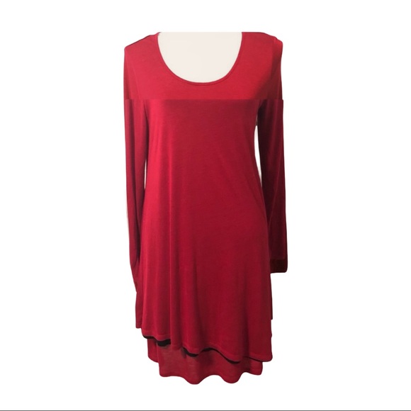 Kensie Tops - Get ready for the holidays! Kenzie Red and Black Tunic